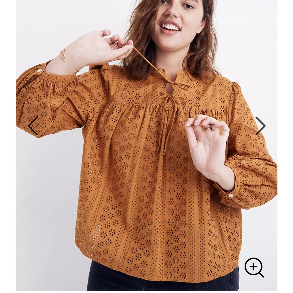 Madewell Eyelet Double-tie Peasant Top